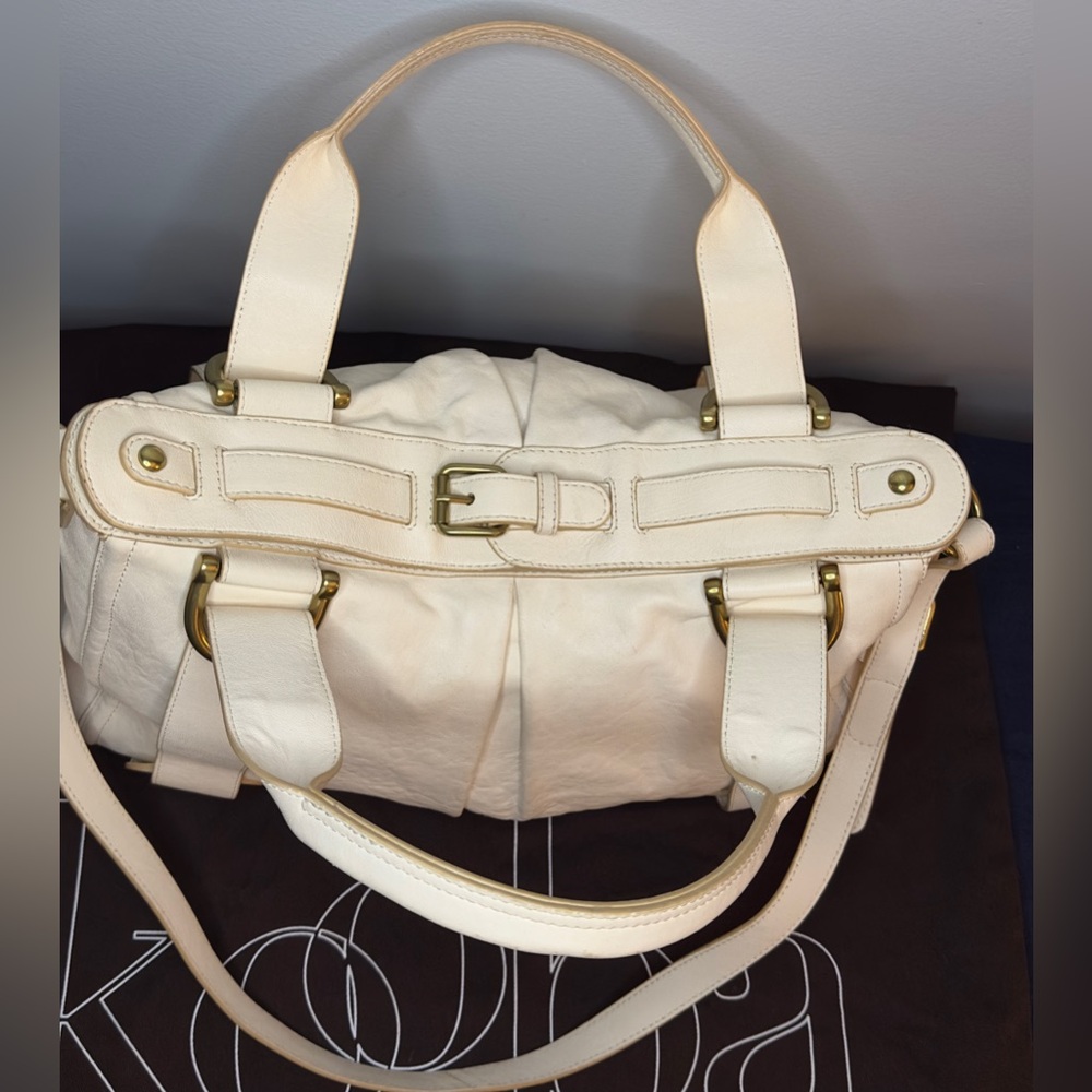 Kooba Leather Tote Satchel in cream Large Size - Picture 2 of 16